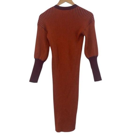 Current Air Contrast Button Down Sweater Brick Dress M - Picture 3 of 11